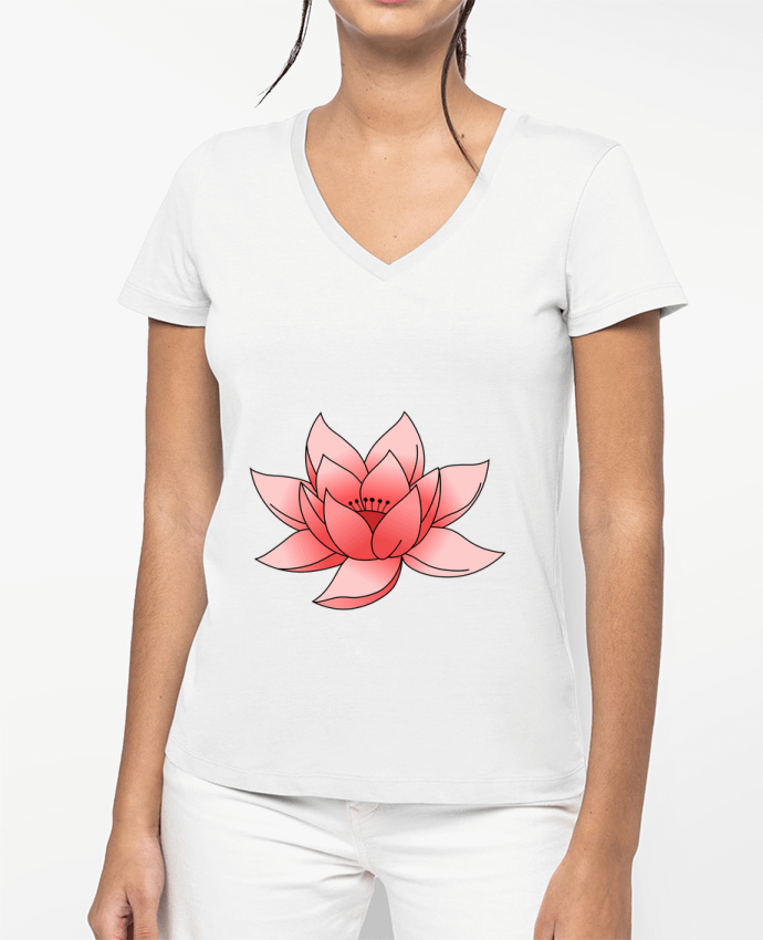 T-shirt femme col V Lotus par Sazuka