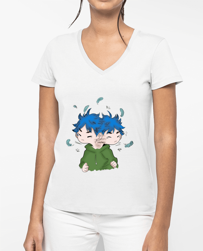T-shirt femme col V Shake par Sazuka