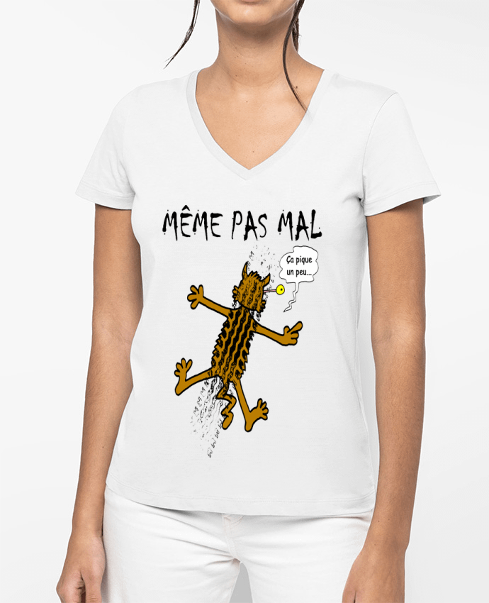 T-shirt femme col V Les neuf vies du chat par LAGUENY