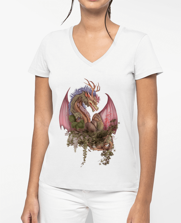 T-shirt femme col V dragonne par Art'Horais Création