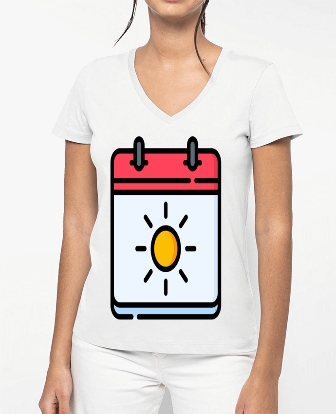 T-shirt femme col V I'm on vacation par ModaCustom