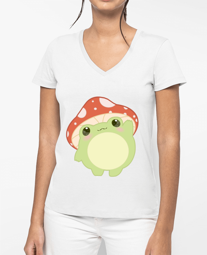 T-shirt femme col V Motif champigrenouille par Slash_C