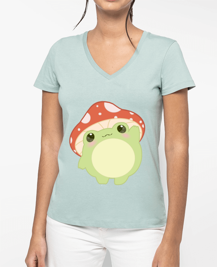 T-shirt femme col V Motif champigrenouille par Slash_C