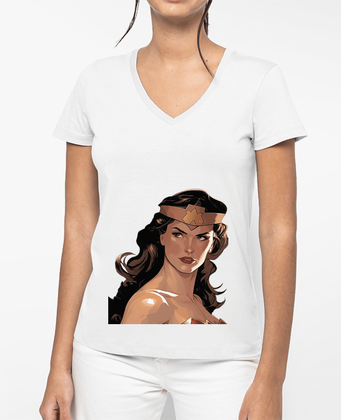 T-shirt femme col V Wonder Woman par Premice