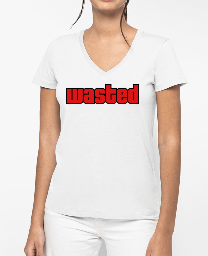 T-shirt femme col V Wasted par John Wait