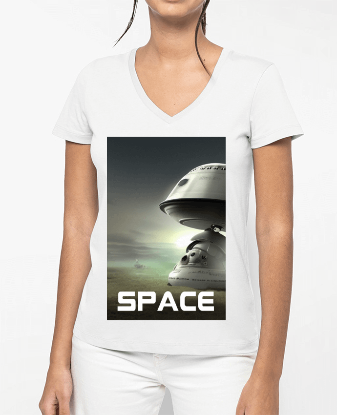 T-shirt femme col V STATION MARS par Goryl graph
