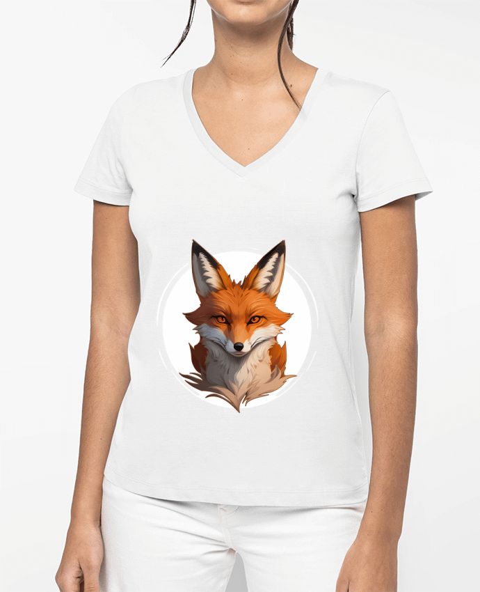 T-shirt femme col V Le Renard par ALXCOOZ1 DESIGN