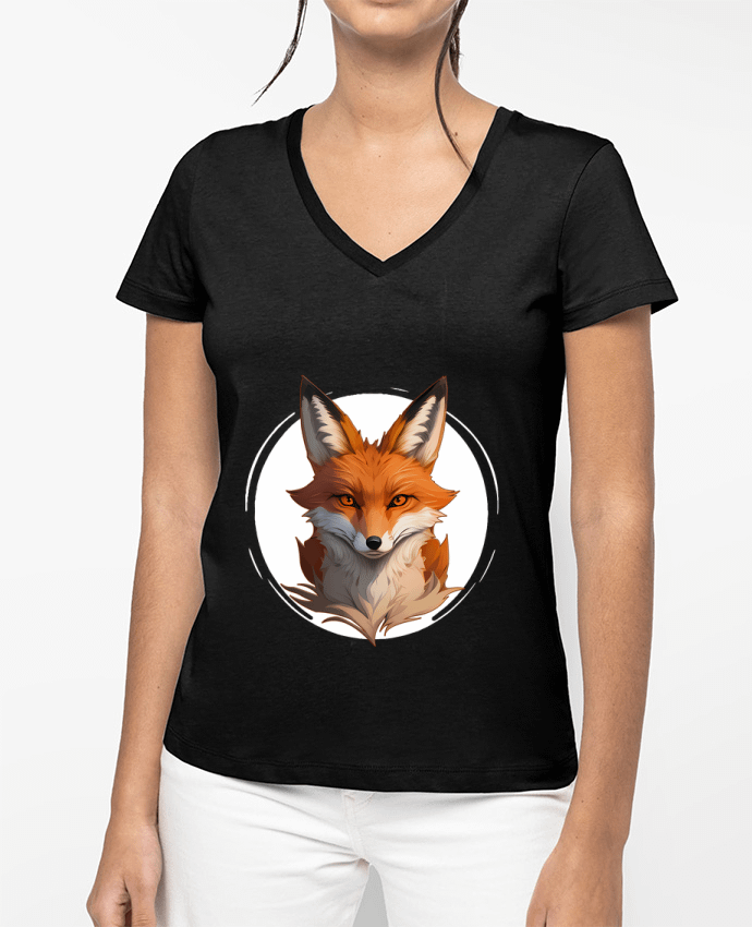 T-shirt femme col V Le Renard par ALXCOOZ1 DESIGN