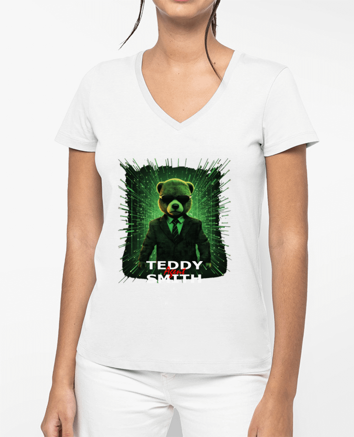 T-shirt femme col V Teddy Agent Smith par rabeille