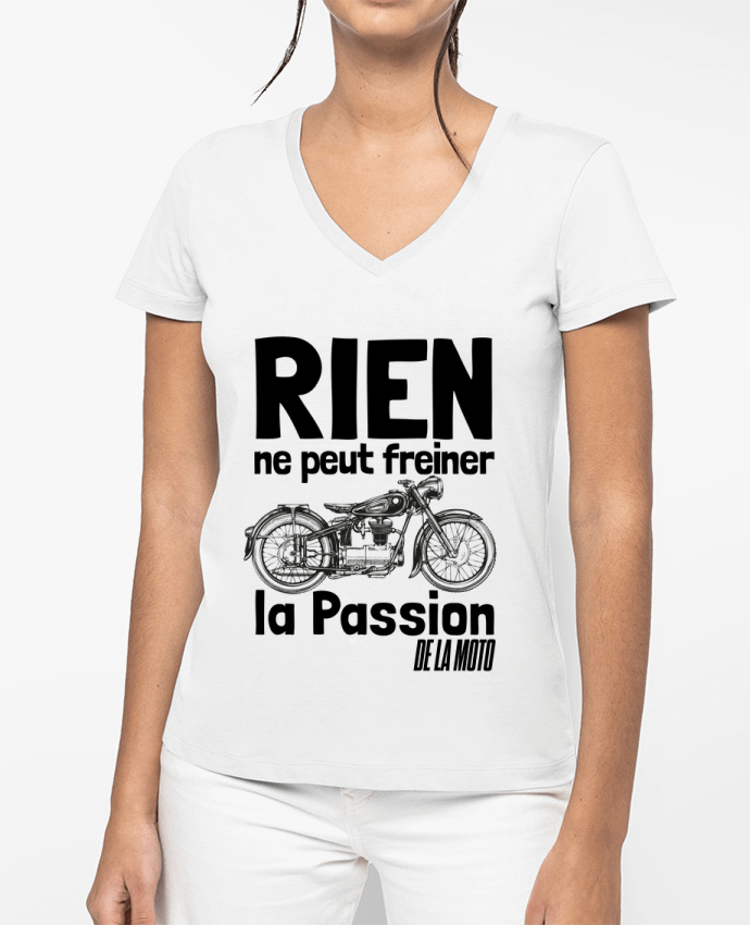 T-shirt femme col V La passion de la moto par LajjdesignCreation