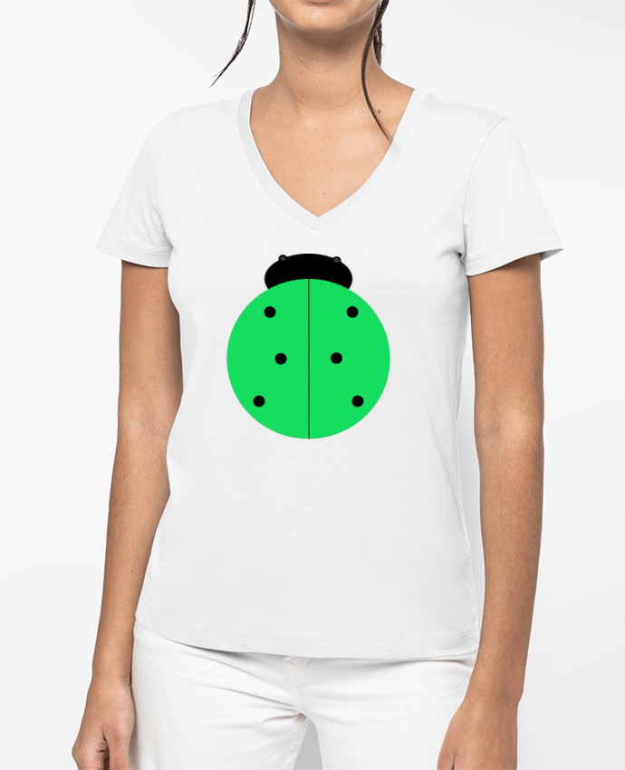 T-shirt femme col V Coccinelle verte par Les Caprices de Filles