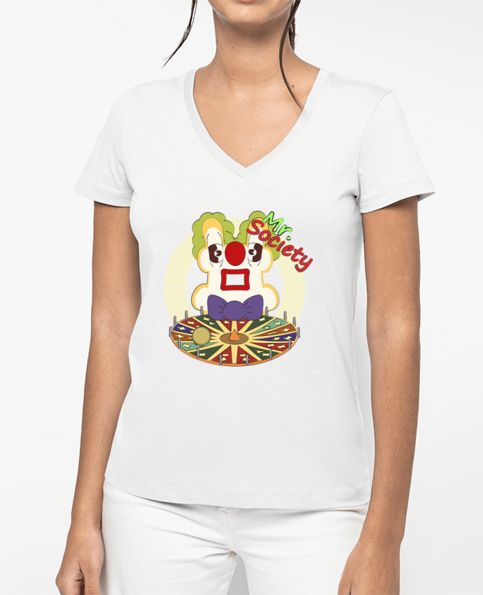 T-shirt femme col V MR SOCIETY par Santiaguen