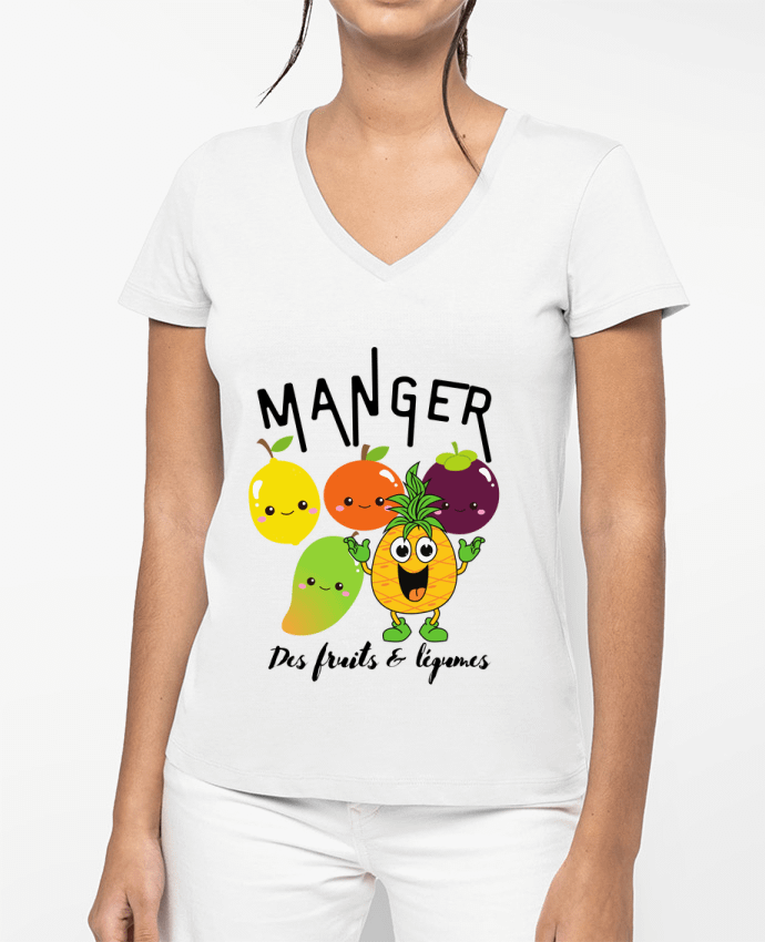 T-shirt femme col V Fruits & Légumes par LajjdesignCreation