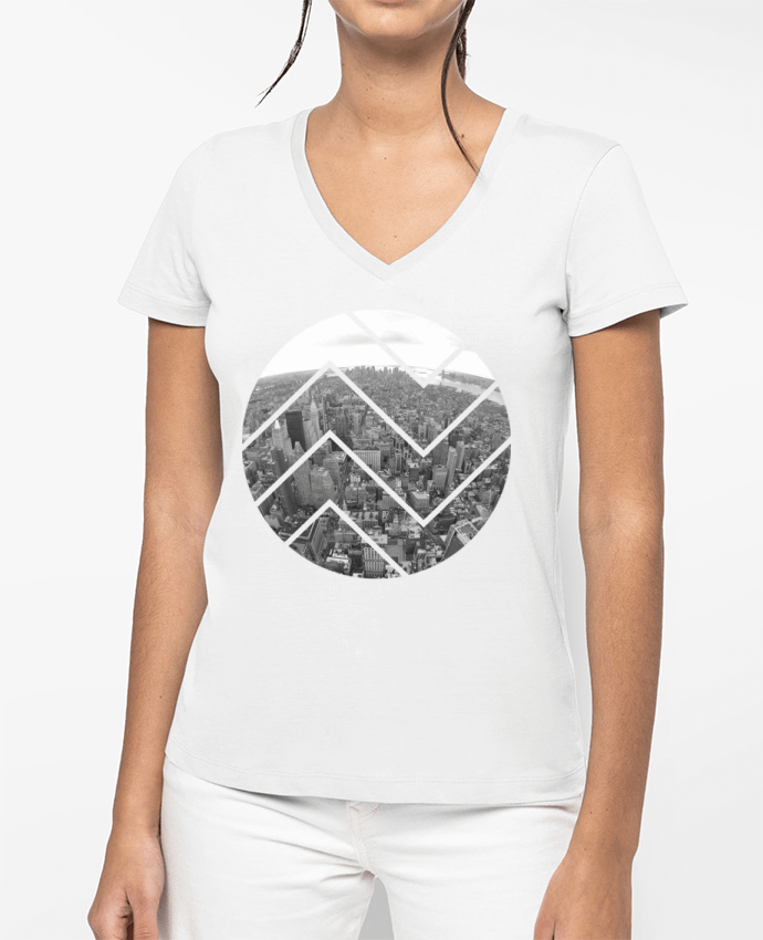 T-shirt femme col V N.Y.C. par Pom