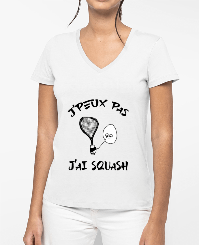 T-shirt femme col V J'peux pas j'ai squash par Cherichouc