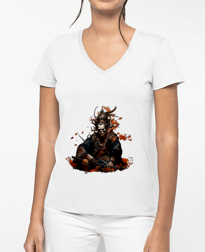 T-shirt femme col V Samurai_1 par Moraan