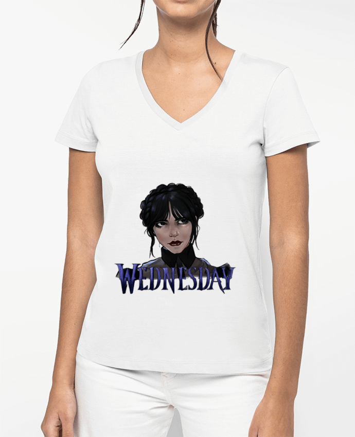 T-shirt femme col V wednesday addams style 21 par 21twentyone