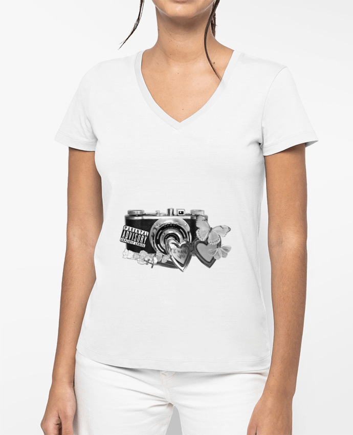 T-shirt femme col V camara vintage Style 21 par 21twentyone