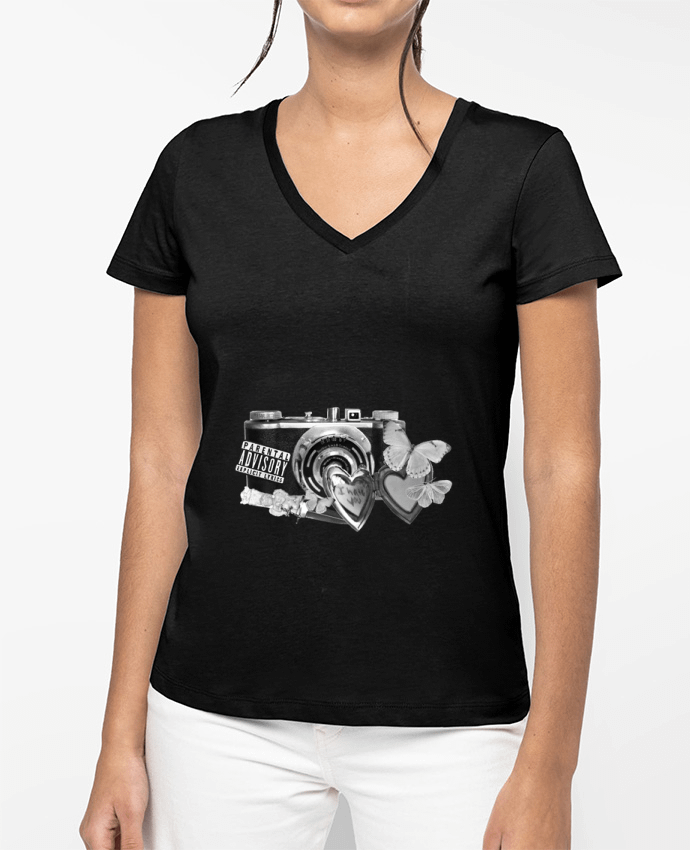 T-shirt femme col V camara vintage Style 21 par 21twentyone