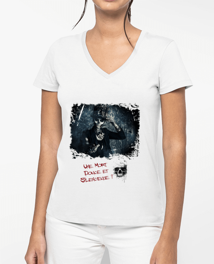 T-shirt femme col V Halloween La Mort par Romain