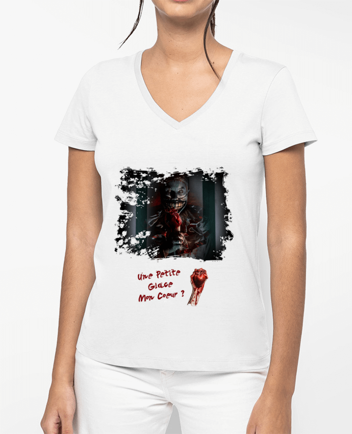 T-shirt femme col V Halloween Clown par Romain