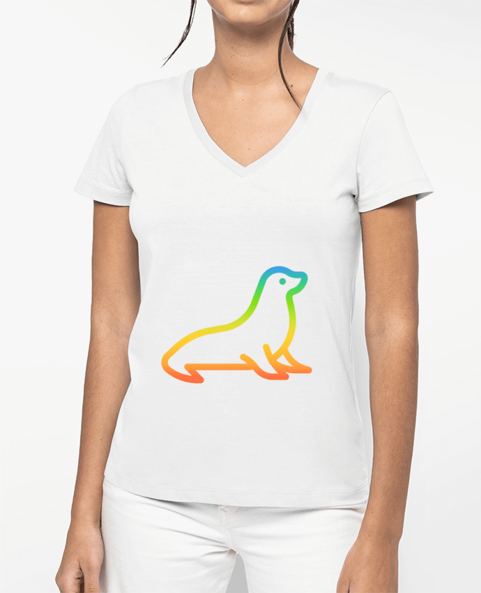 T-shirt femme col V LGBT par QUANTIC EYE