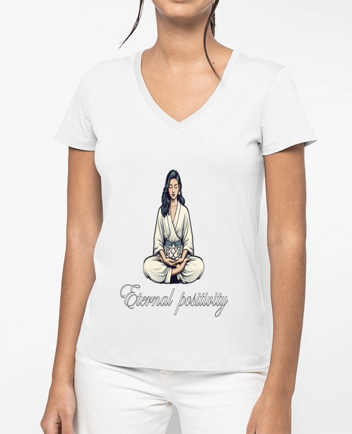 T-shirt femme col V Eternal positivity par Eternal Positivity