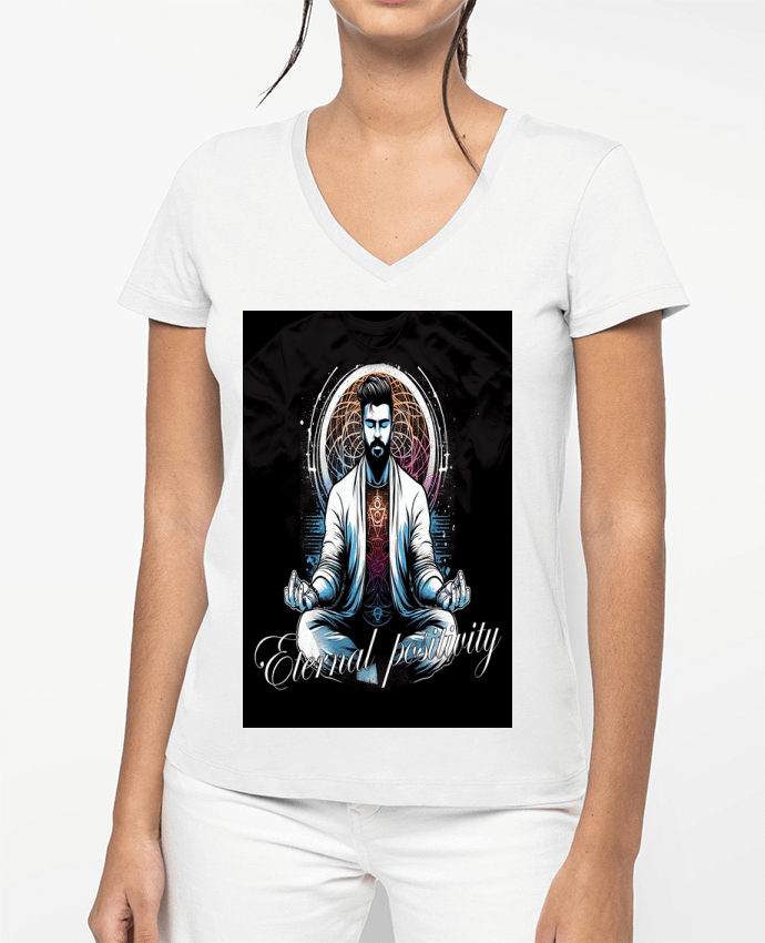 T-shirt femme col V meditation 5 par Eternal Positivity