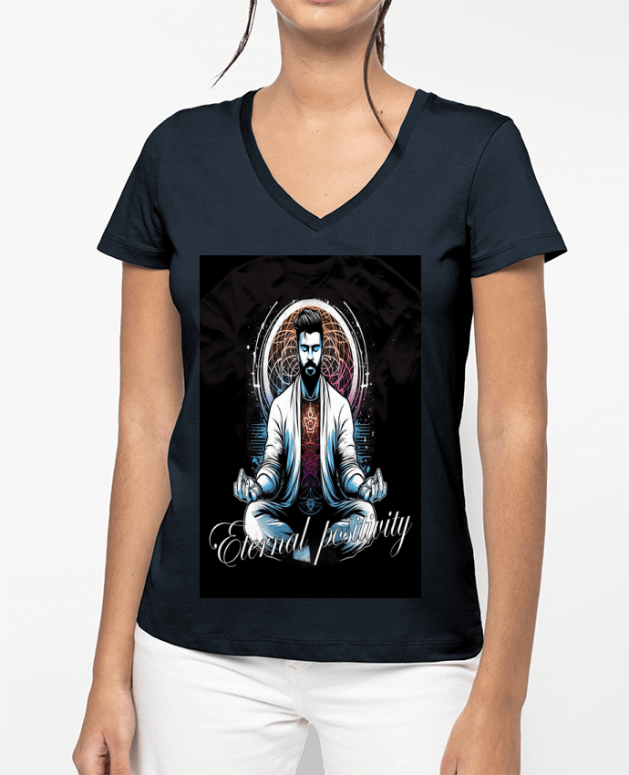 T-shirt femme col V meditation 5 par Eternal Positivity