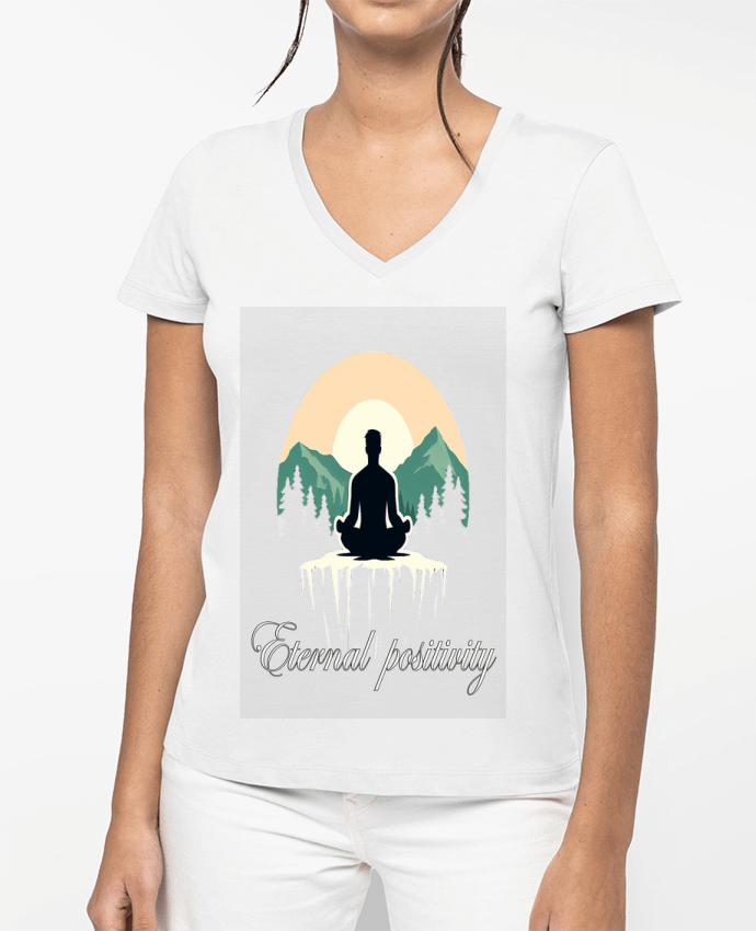 T-shirt femme col V meditation 7 par Eternal Positivity