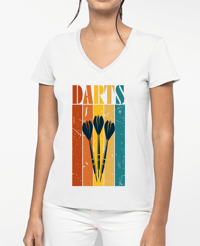 T-shirt écoresponsable col V femme Retro vintage dart play by Sam boutique 79