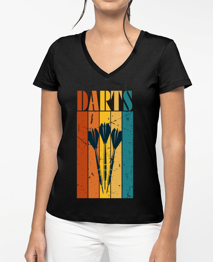 T-shirt femme col V Retro vintage dart play par Sam boutique 79