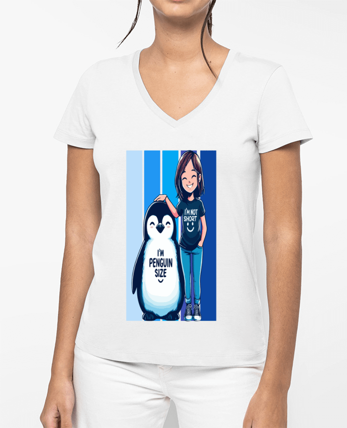 T-shirt femme col V I'm not short i'm penguin size par Sam boutique 79