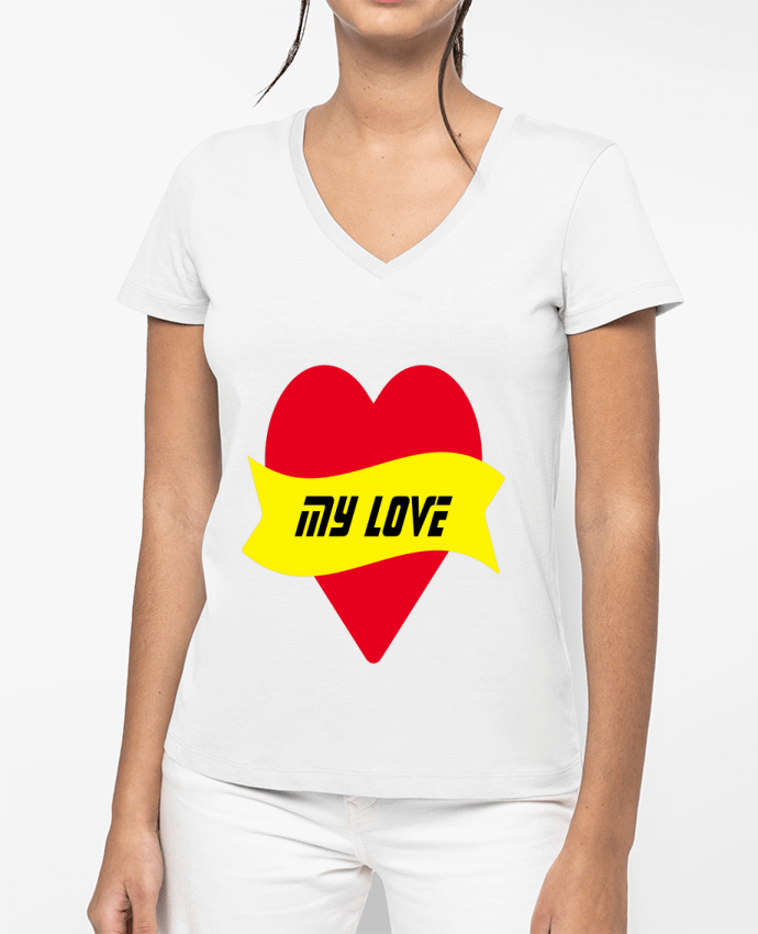T-shirt femme col V My Love par CalmDownBro78