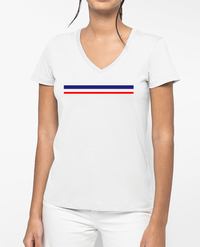 T-shirt écoresponsable col V femme France Sports por zabceroni