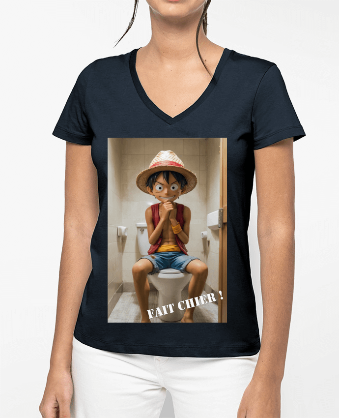 T-shirt femme col V Luffy de One Piece par TiA