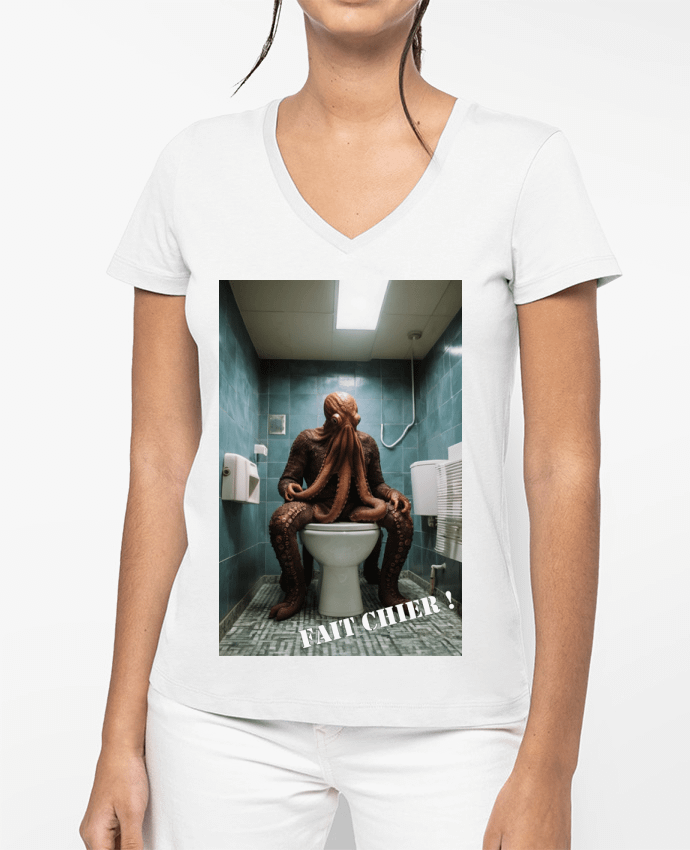 T-shirt femme col V Tête de poulpe par TiA