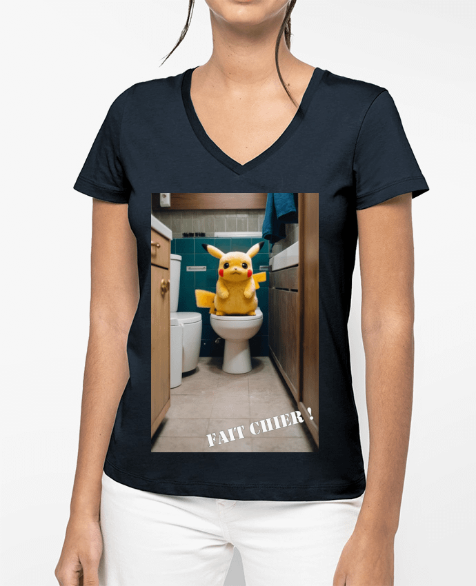 T-shirt femme col V Pikachu par TiA