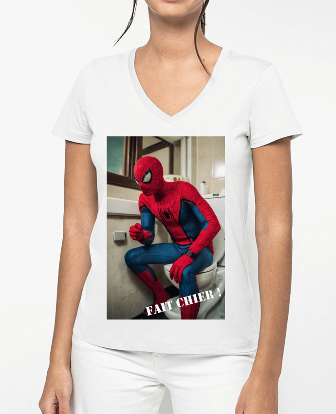 T-shirt femme col V Spiderman par TiA