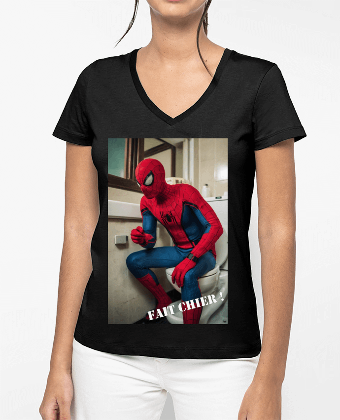 T-shirt femme col V Spiderman par TiA