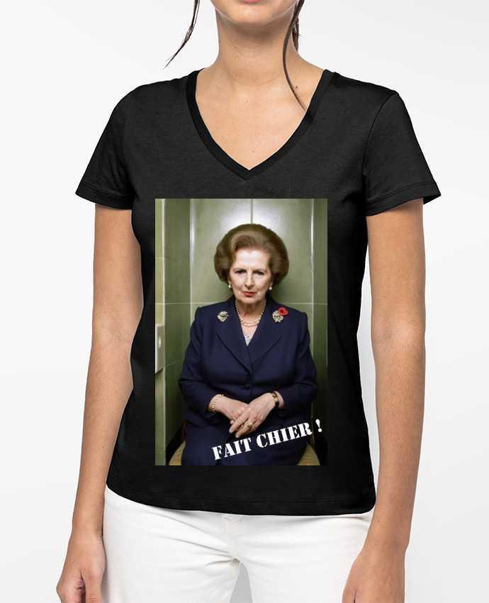 T-shirt femme col V Margaret Thatcher par TiA