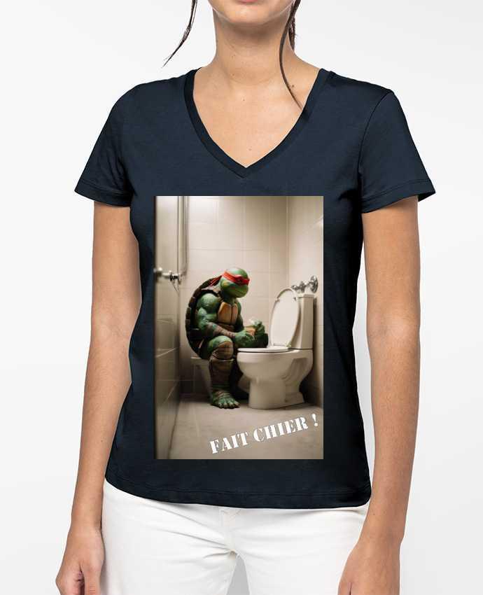 T-shirt femme col V Tortue Ninja par TiA