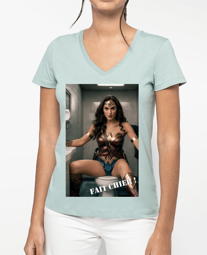 T-shirt femme col V wonder woman par TiA