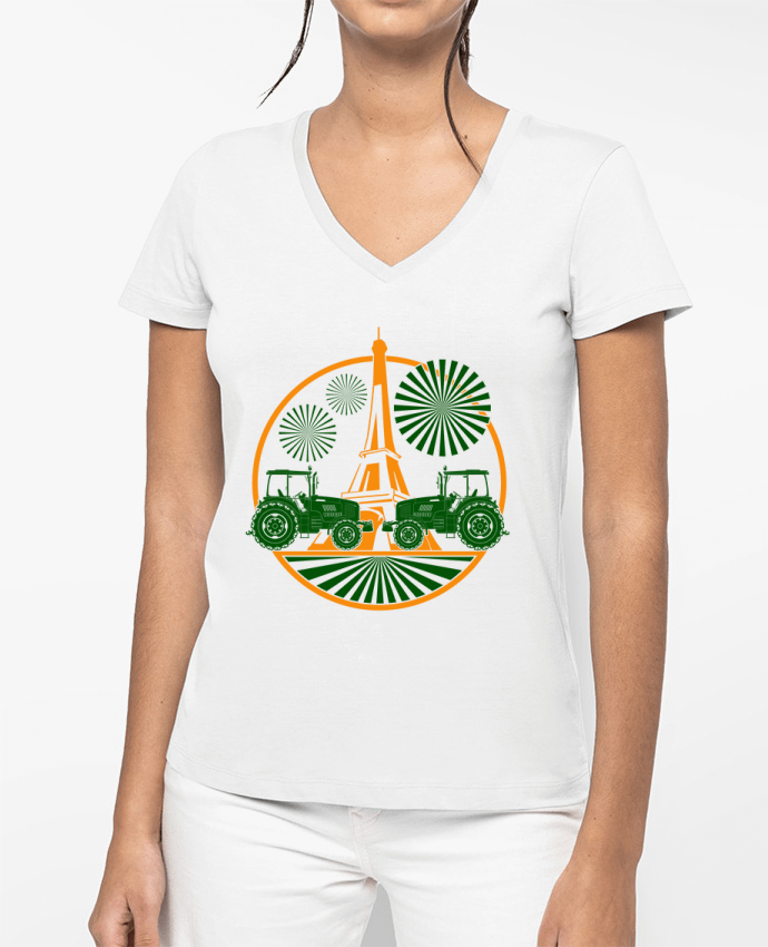 T-shirt femme col V Paris Agricole par Geronimo Gorilla SylverBack