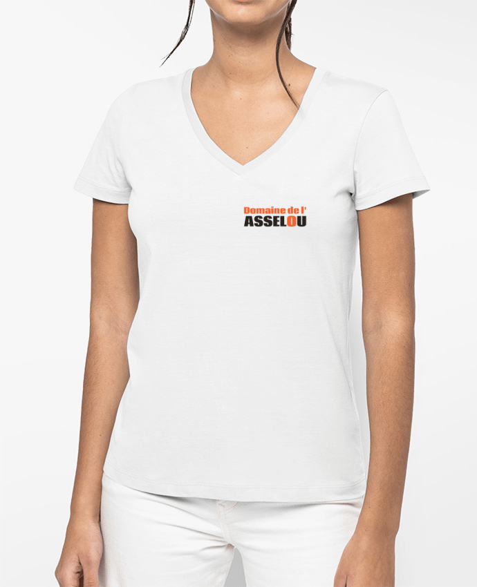 T-shirt femme col V Asselou Logo blanc par Asselou