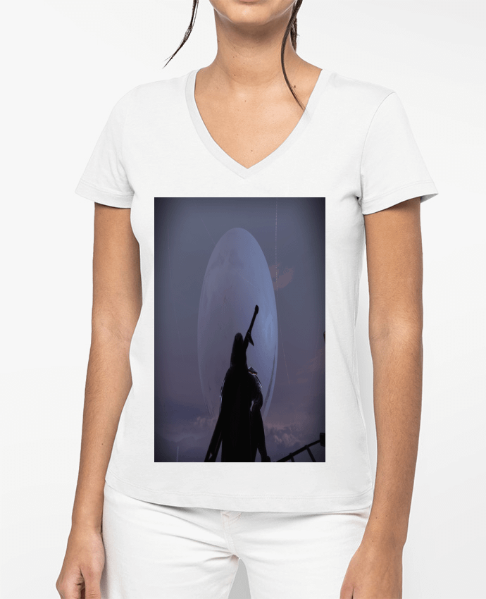 T-shirt femme col V space guardian par caley