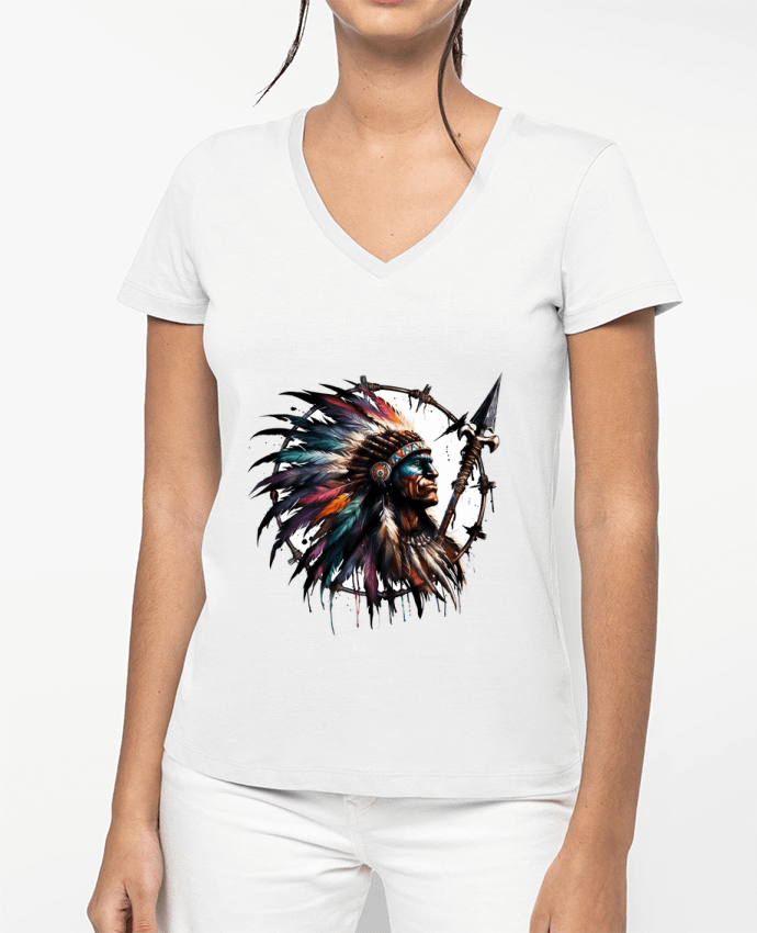 T-shirt femme col V Indian chef par Darksy77 
