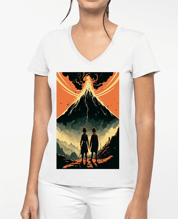 T-shirt femme col V Monte del Destino par Eslava