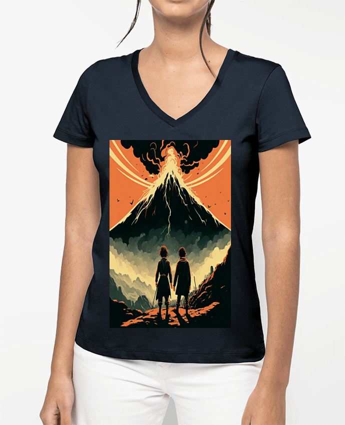 T-shirt femme col V Monte del Destino par Eslava