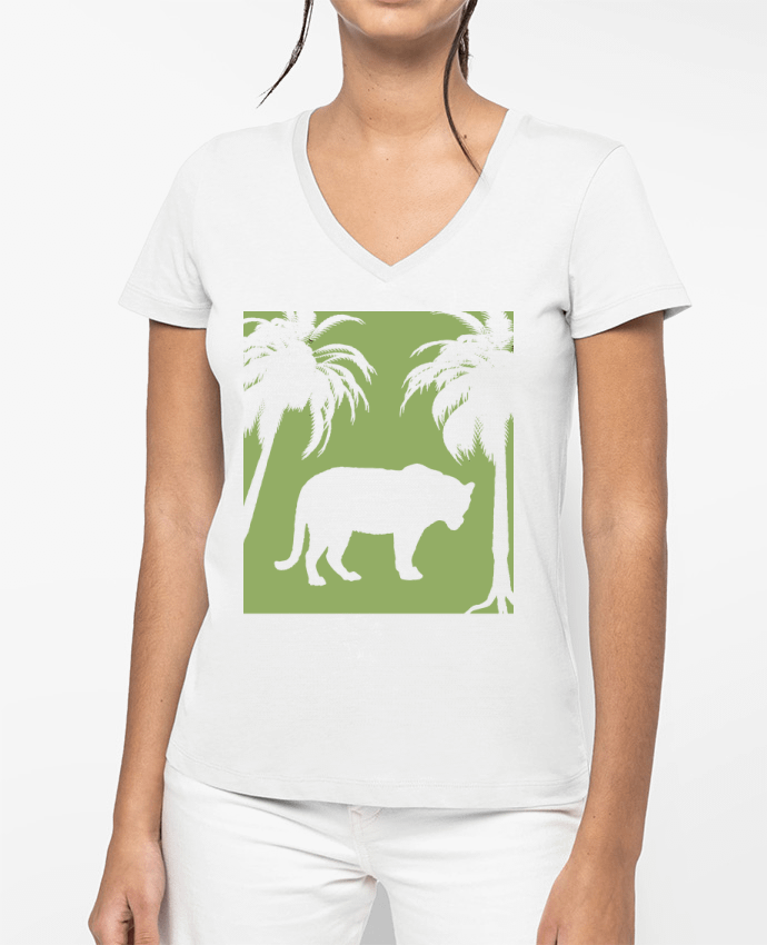 T-shirt femme col V Jungle verte par Les Caprices de Filles